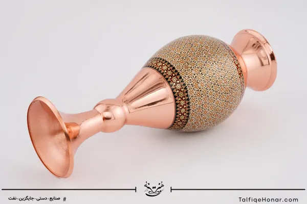 گلدان صراحی مس خاتم سایز 25 کد 001(10482)