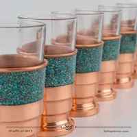 سرویس 6 نفره شربت خوری مس فیروزه کوبی