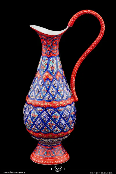 پارچ قلدار مینا کاری زمینه رنگ قرمز سایز 16(10604)