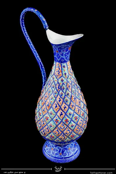 پارچ قلدار طرح اسلیمی مینا کاری سایز 20 کد 001(10604)