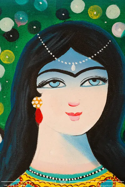 تابلو نقاشی رنگ روغن طرح دختر نوازنده سایز 100*70