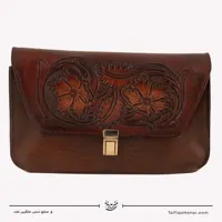 کیف دوشی زنانه حکاکی کلاسیک طرح هونو رنگ قهوه ای سایز 12*25