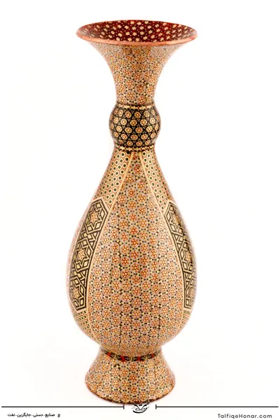 گلدان صراحی مس تمام خاتم سایز 25 کد 001(10482)