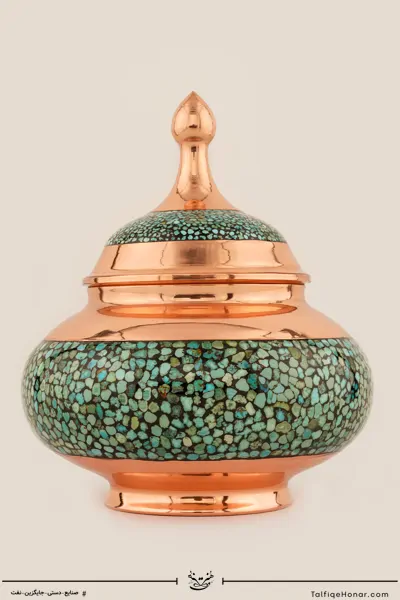 قندان مس فیروزه کوبی سایز20 کد 001(10002)