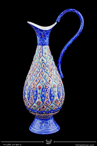 پارچ قلدار طرح اسلیمی مینا کاری سایز 20 کد 002(10604)