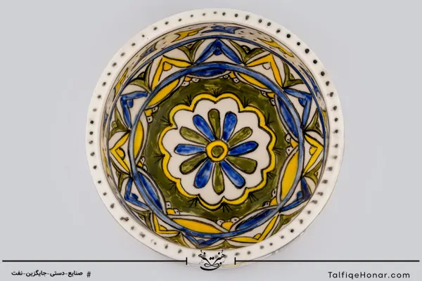 کاسه نقاشی زیر لعابی طرح شمسه
