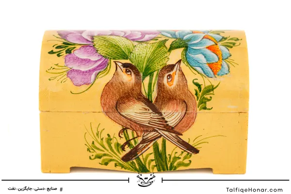 جعبه نقاشی زیرلاکی استخوان طلایی سایز 7