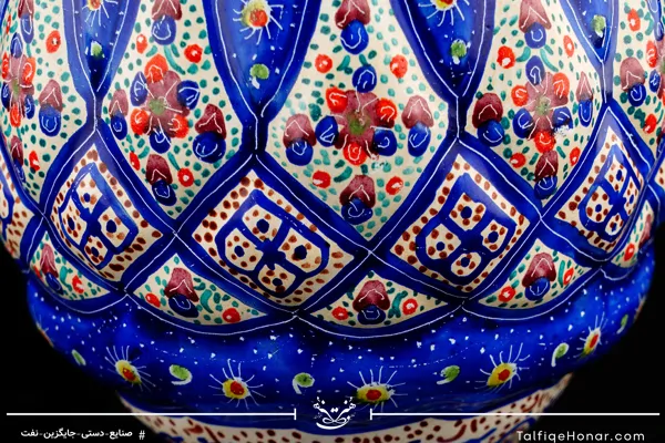 گلدان صراحی قلدار مینا کاری سایز 16 کد 002(10604)