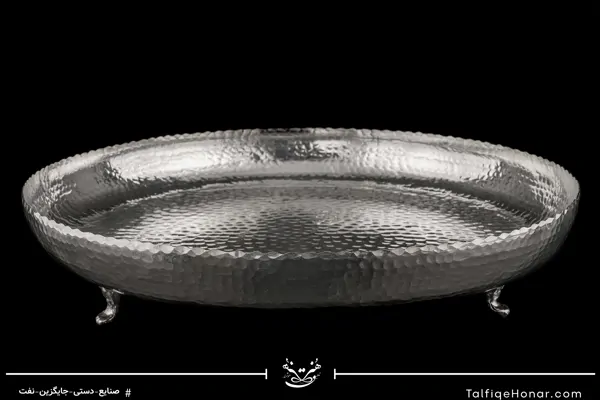 ظرف پذیرایی مسی چکش کاری سه پایه دار سایز 7/5*36