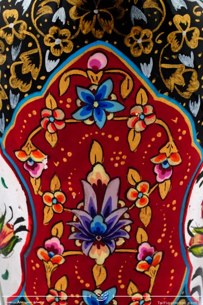 گلدان سلجوقی مس و نقاشی با ورق نقره سایز 22 (10526)