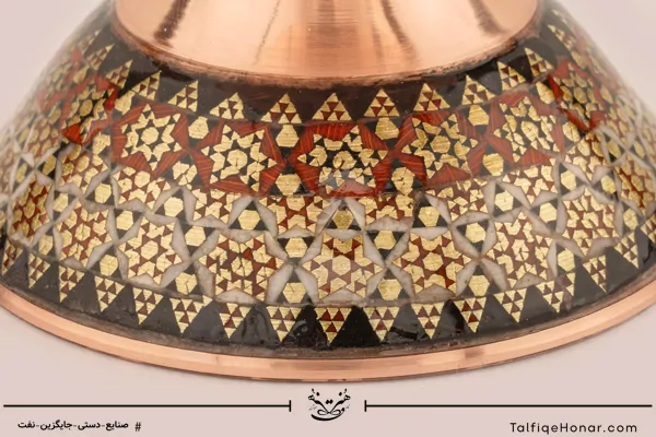 شکلات خوری مس خاتم کاری سایز 23 کد 002(10482)