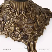 جفت شمعدان لاله ای تراش خورده با بدنه برنجی طرح خورشیدی