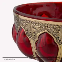 ظرف میوه خوری قلمزنی و آبگینه رنگ قرمز قطر 23