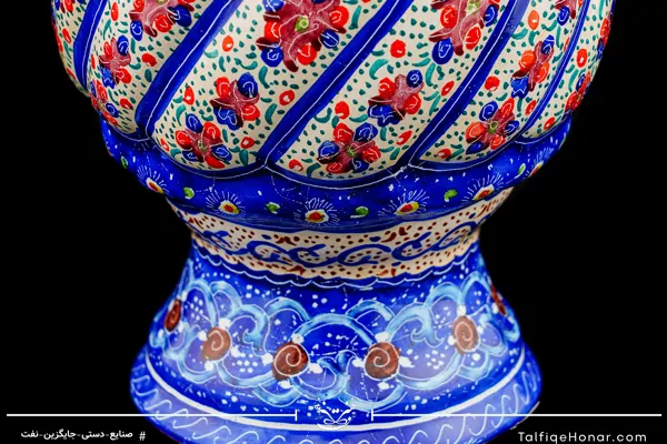 گلدان صراحی قلدار مینا کاری سایز 16 کد 003(10604)