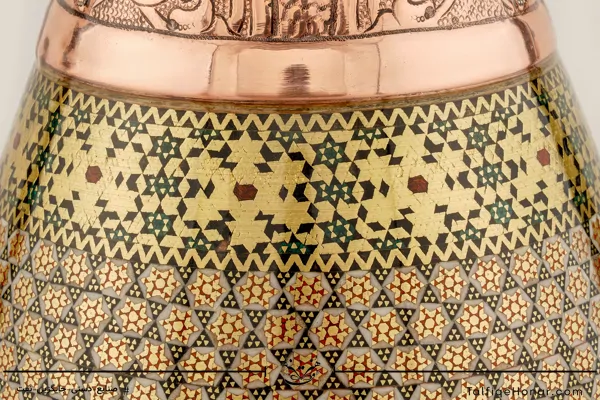 گلدان مس قلمزنی و خاتم سایز40