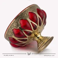 ظرف میوه خوری قلمزنی و آبگینه رنگ قرمز قطر 23