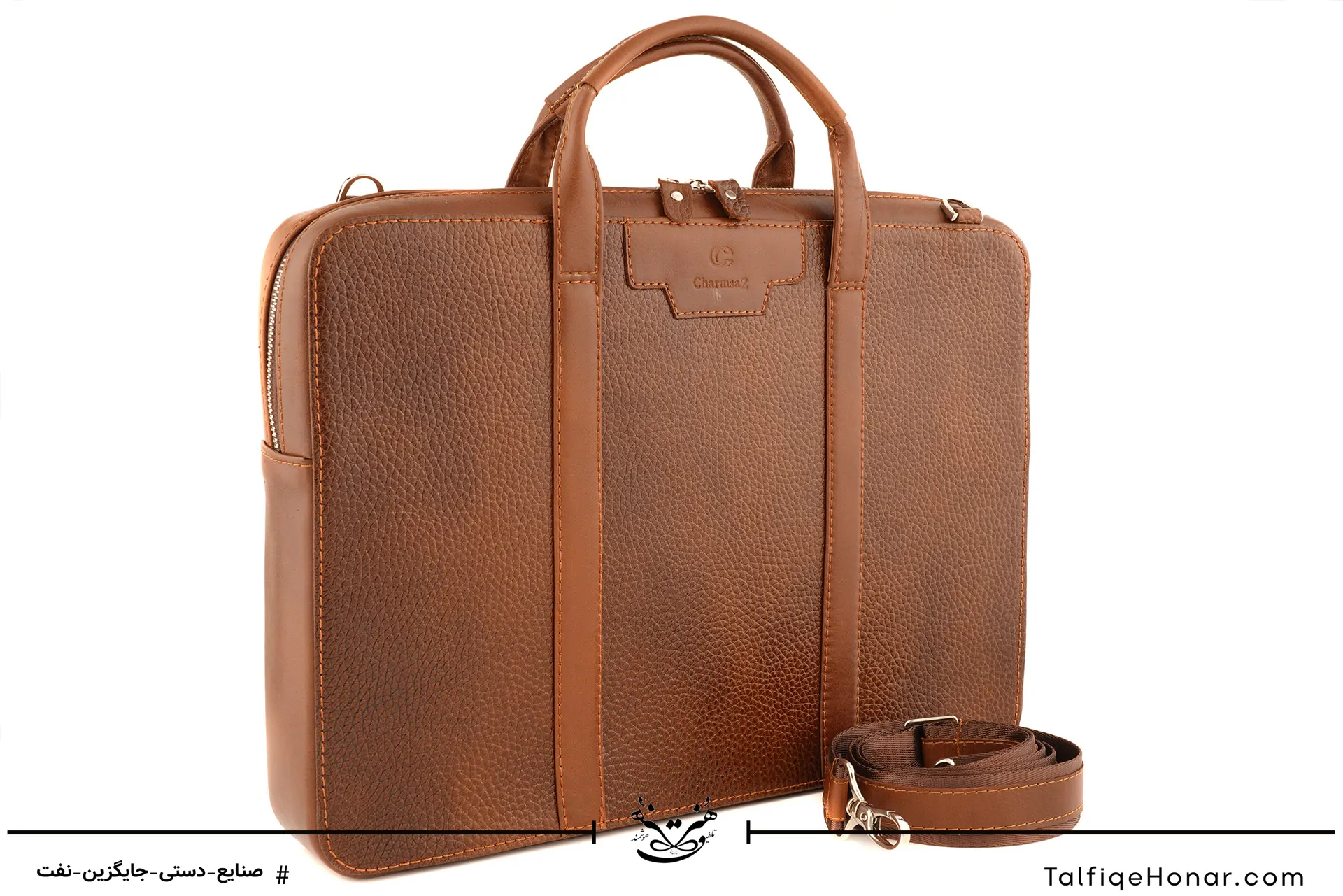 کیف اداری چرم فلوترگاوی قهوه ای روشن سایز 30*40